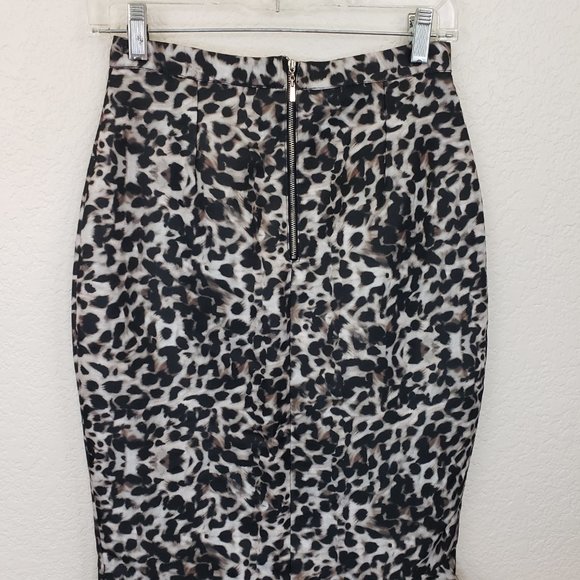 Runaway Women's Cheetah Print Ruffle Side Slit Asymmetrical Midi Skirt Sz 8 - Picture 8 of 15